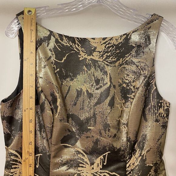 Aidan Mattox Fit & Flare Midi Dress 10 Floral Metallic Party Wedding Fairy Glam - Picture 4 of 10